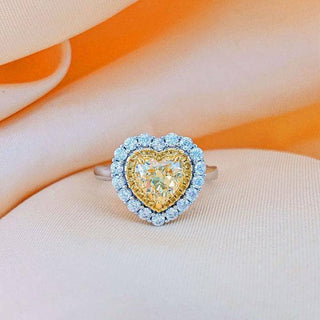 1.5 Carat Halo Heart Shaped Yellow Sapphire Engagement Ring