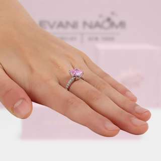 1.50 ct Pink Princess-cut Diamond Engagement Ring-Evani Naomi Jewelry
