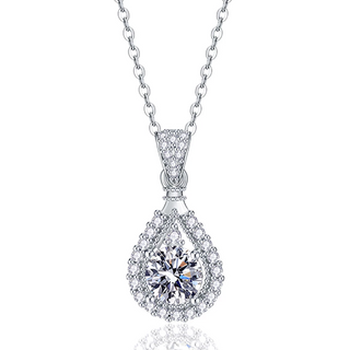 1 ct 6.5mm Moissanite Diamond Water Drop Necklace Evani Naomi Jewelry