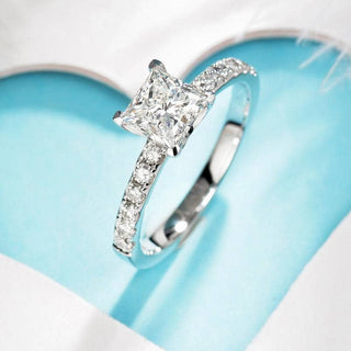 10K White Gold 1ct 5.5mm Princess Cut Moissanite Engagement Ring Evani Naomi Jewelry