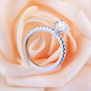 10K White Gold 1ct Cushion Cut Moissanite Engagement Ring Evani Naomi Jewelry