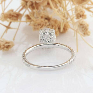 14K White Gold 1.5ct Oval Cut Moissanite Halo Engagement Ring Evani Naomi Jewelry