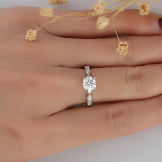 14K White Gold 1ct Moissanite Antique Milgrain Engagement Ring Evani Naomi Jewelry
