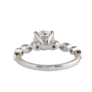 1ct 14K White Gold Antique Milgrain Diamond Engagement Ring - Evani Naomi Jewelry