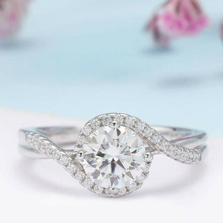 1.0 ct Round Moissanite Twist Band Engagement Ring