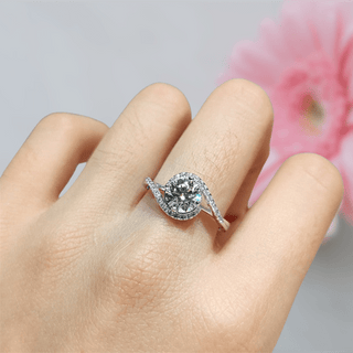 1ct Round Cut  Moissanite Round Vortex Shape Engagement Ring Evani Naomi Jewelry