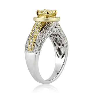 2.10 ct Fancy Yellow Round Cut Diamond Two Tone 14k Gold Engagement Evani Naomi Jewelry