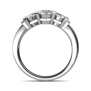 2.4 ct Round Cut Three Stone Diamond Bar Engagement Ring Evani Naomi Jewelry