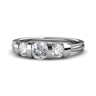 2.4 ct Round Cut Three Stone Diamond Bar Engagement Ring Evani Naomi Jewelry