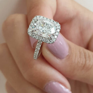 2.40 ct Cushion Cut Diamond 14k White Halo Engagement Ring Evani Naomi Jewelry