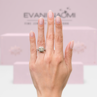 2.60 ct Asscher Cut Diamond Halo 14k White Gold Engagement Ring Evani Naomi Jewelry