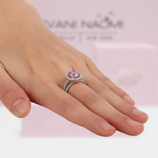 2.60 ct Round-cut Diamond Halo Bridal Set Evani Naomi Jewelry
