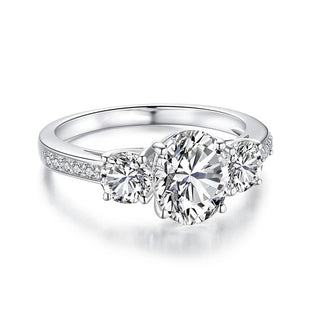 2 ct Oval Cut Three Stone Diamond Engagement Ring-Evani Naomi Jewelry