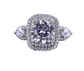 2ct Round Cut Diamond Double Halo Engagement Ring - Evani Naomi Jewelry