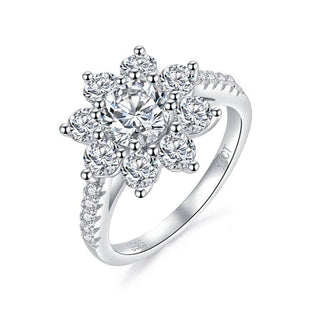 2ct Round Cut Moissanite Sunflower Halo Engagement Ring Evani Naomi Jewelry