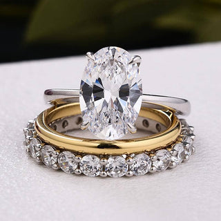 Oval Cut 3.5 ct Created Diamond 3-Pieces Bridal Set