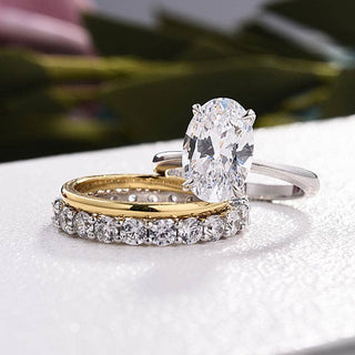Oval Cut 3.5 ct Created Diamond 3-Pieces Bridal Set