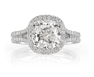 3.50 ct Cushion Cut Halo Diamond Double Band Engagement Ring Evani Naomi Jewelry
