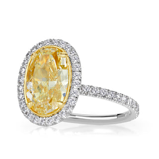 3.74 ct Yellow Oval Cut Diamond 14k White Gold Engagement Ring Evani Naomi Jewelry