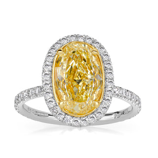 3.74 ct Yellow Oval Cut Diamond 14k White Gold Engagement Ring Evani Naomi Jewelry