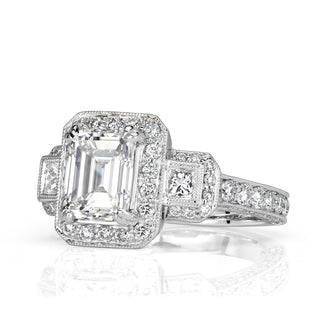 3.75 ct Emerald Cut Diamond Vintage Style Engagement Ring Evani Naomi Jewelry
