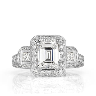 3.75 ct Emerald Cut Diamond Vintage Style Engagement Ring Evani Naomi Jewelry