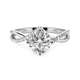 3 ct Round Cut Moissanite Twisted Bypass Pave Engagement Ring Evani Naomi Jewelry