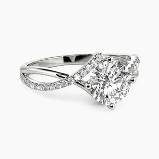 3 ct Round Cut Moissanite Twisted Bypass Pave Engagement Ring Evani Naomi Jewelry