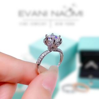 3ct Round Cut Crackling Diamond Engagement Ring - Evani Naomi Jewelry