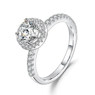 4 Prong 1.00 ct Round Halo Diamond Engagement Ring Evani Naomi Jewelry