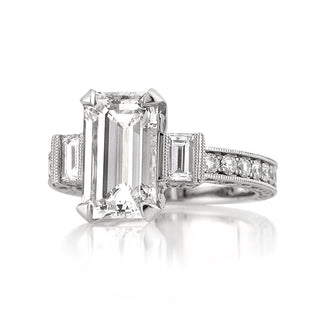 5.30 ct Emerald Cut 3 Diamonds Engagement Ring Evani Naomi Jewelry