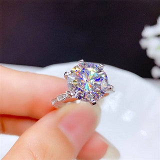 5 Carat Round Cut Crackling Moissanite Engagement Ring Evani Naomi Jewelry