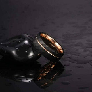 8mm Black Tungsten Wedding Band with Thin Line Evani Naomi Jewelry