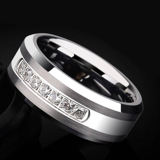 8mm Tungsten Carbide Men's Wedding Band with EVN Diamond Evani Naomi Jewelry