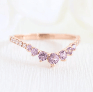 Thin Amethyst Purple Stackable Rose Gold Wedding Band