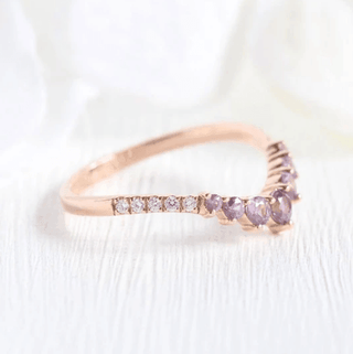 Thin Amethyst Purple Stackable Rose Gold Wedding Band