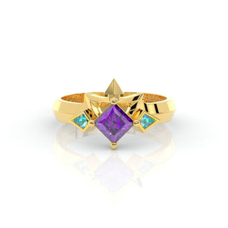 Assassin's Two-Piece Ring Set Video Game Inspired Rings in Princess-cut 14k Yellow Gold Evani Naomi Jewelry
