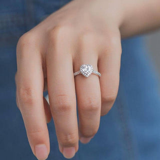 Brilliant 1.00 ct Heart-cut Halo Diamond Engagement Ring Evani Naomi Jewelry