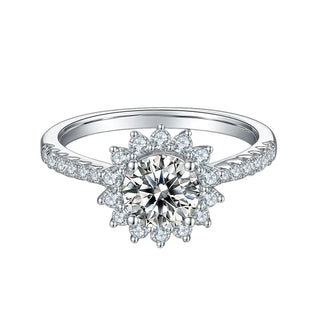 Brilliant 3.00 ct Diamond Sunflower Shaped Engagement Ring Evani Naomi Jewelry