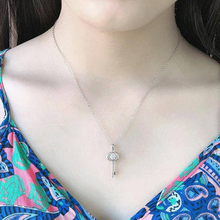 Classic 0.5 ct Moissanite Diamond Key Shaped Necklace Evani Naomi Jewelry