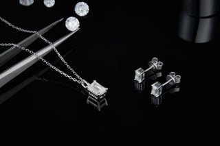 Classic 1.0 ct Emerald-cut Moissanite Diamond Jewelry Set Evani Naomi Jewelry