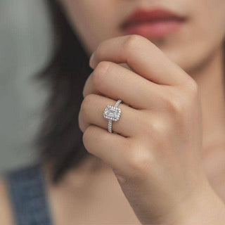 Classic 1.00 ct Emerald-cut Diamond Halo Engagement Ring Evani Naomi Jewelry