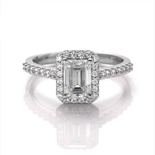 Classic 1.00 ct Emerald-cut Diamond Halo Engagement Ring Evani Naomi Jewelry