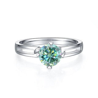 Classic 1.00 ct Round Green Diamond Engagement Ring Evani Naomi Jewelry