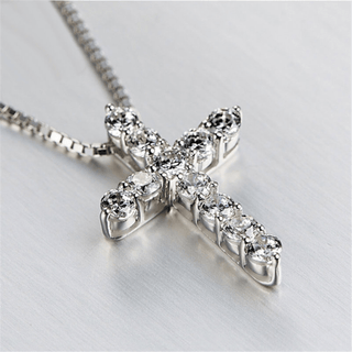 Classic 12 Pieces Round Diamond Cross Necklace Evani Naomi Jewelry
