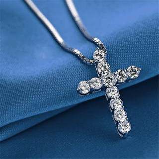 Classic 12 Pieces Round Diamond Cross Necklace Evani Naomi Jewelry