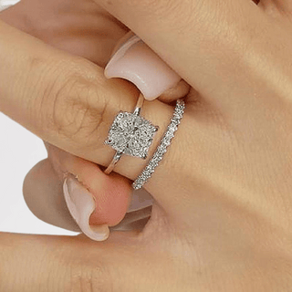 Classic Cushion Cut 3.0 ct Created Diamond Bridal Set