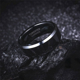 Classic 8mm Black Polished Tungsten Men's Wedding Band Evani Naomi Jewelry