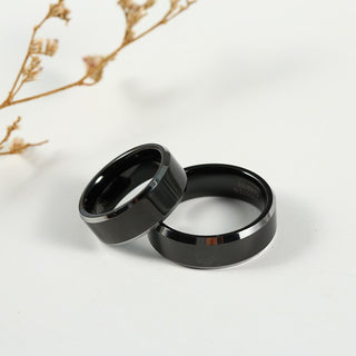 Classic 8mm Black Polished Tungsten Men's Wedding Band Evani Naomi Jewelry