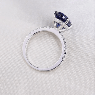 Classic Oval Cut 3.5ct Blue Sapphire Diamond Bridal Set